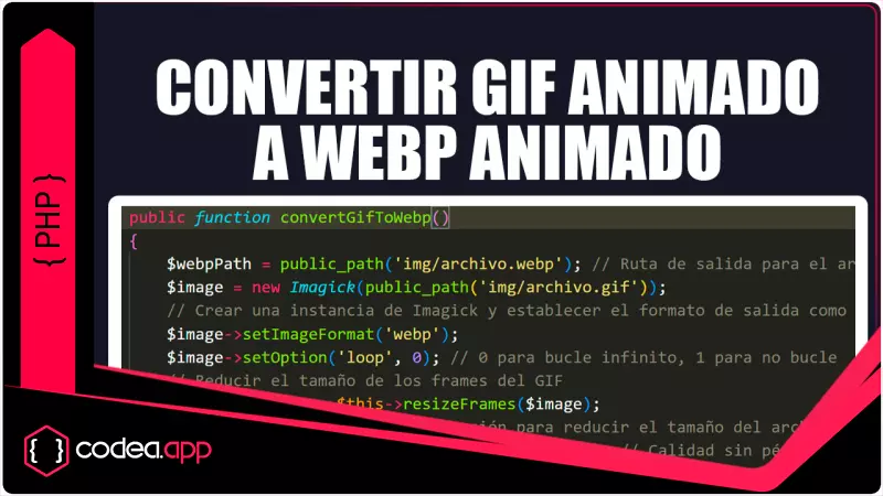 Convertir un GIF animado a formato WEBP animado usando PHP Imagick