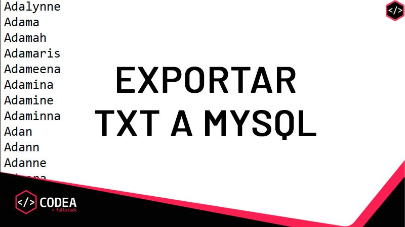 Exportar un lista TXT a Mysql