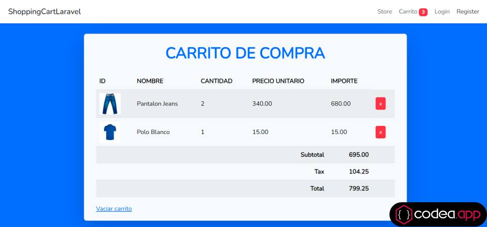 Carrito de Compra en Laravel 10