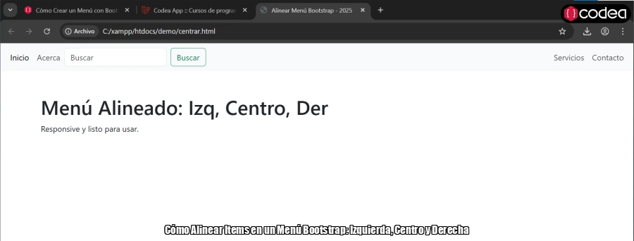Cómo Alinear Items en un Menú Bootstrap: Izquierda, Centro y Derecha