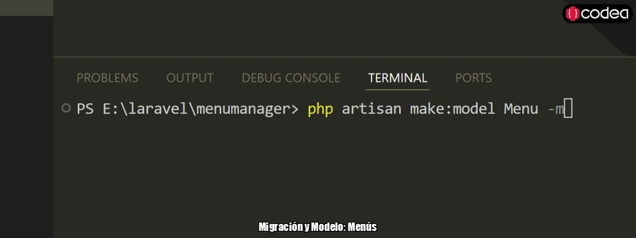 Migración y Modelo: Menús