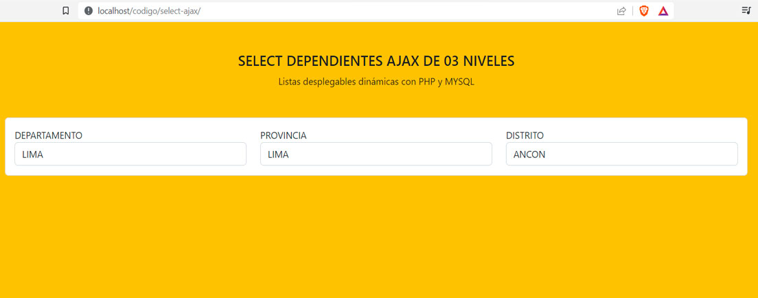 Select Dependientes en Ajax 