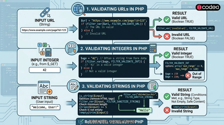 Validar URLs, enteros y strings